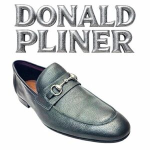 Donald J. Pliner Black Leather Slip-On Loafers
